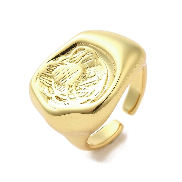 

PandaHall Rack Plating Brass Finger Ring, Cuff Ring, Long-Lasting Plated, Cadmium Free & Lead Free, Flower, Real 18K Gold Plated, Inner...