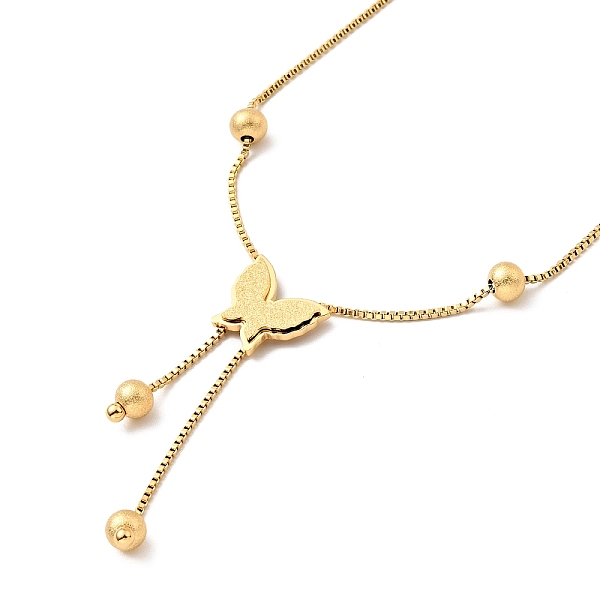 

PandaHall Butterfly Pendant Lariat Necklace with Box Chains, Ion Plating(IP) 304 Stainless Steel Jewelry for Women, Golden, 15.75 inch(40cm)...