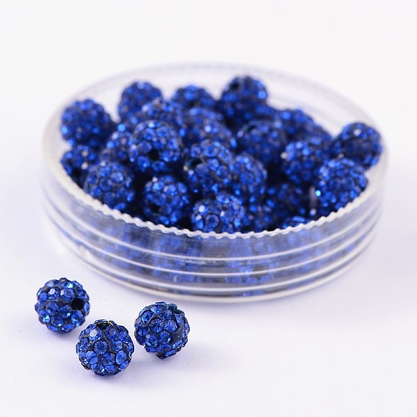 

PandaHall Pave Disco Ball Beads, Polymer Clay Rhinestone Beads, Grade A, Sapphire, PP15(2.1~2.2mm), 14mm, Hole: 2mm Polymer Clay+Glass..., Blue