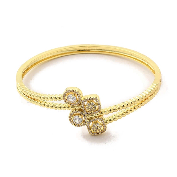 Clear Cubic Zirconia Square Hinged Bangle