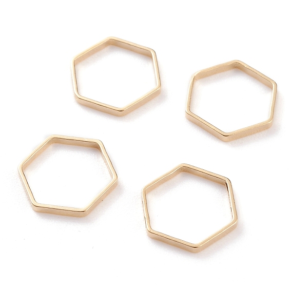 

PandaHall Brass Linking Rings, Long-Lasting Plated, Hexagon, Real 24K Gold Plated, 11x10x1mm, Inner Diameter: 9x9mm Brass Hexagon