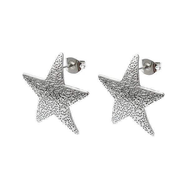 

PandaHall 304 Stainless Steel Stud Earring Findings, with Loop, Star, 21x21.5mm, Hole: 2.5mm, Pin: 10.5x0.5mm 304 Stainless Steel Star