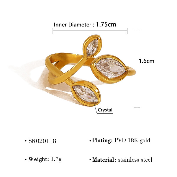 304 Stainless Steel Pave Cubic Zirconia Cuff Rings