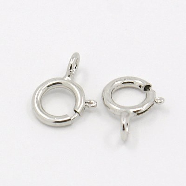 

PandaHall Rhodium Plated Sterling Silver Spring Ring Clasps, Platinum, 5x5x1mm, Hole: 1mm Sterling Silver