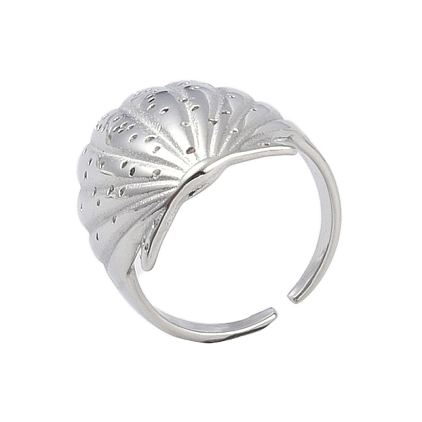 

PandaHall 304 Stainless Steel Shell Shape Open Cuff Ring for Women, Stainless Steel Color, Adjustable 304 Stainless Steel Shell Shape