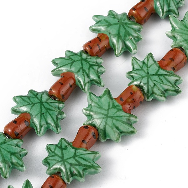 

PandaHall Handmade Porcelain Beads Strands, Coconut Tree, Lime Green, 20x22x6.5mm, Hole: 1.6mm, about 18pcs/strand, 13.90 inch(35.3cm)...