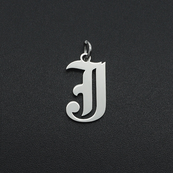 

PandaHall 304 Stainless Steel Pendants, with Jump Ring, Old English, Letter, Laser Cut, Stainless Steel Color, Letter.J, 16.5x9.5x1mm, Hole...