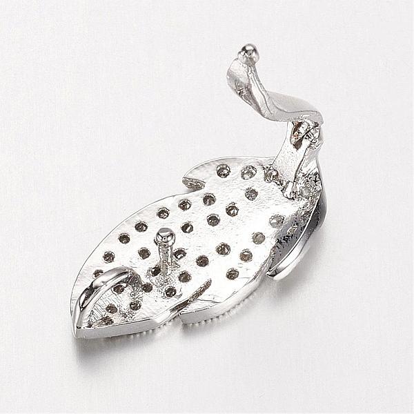 

PandaHall Brass Micro Pave Cubic Zirconia Enhancer Shortener Bails, Hinged Pendant Bails, with Loop, Leaf, Platinum, 24x11.8x8.5mm, Hole...