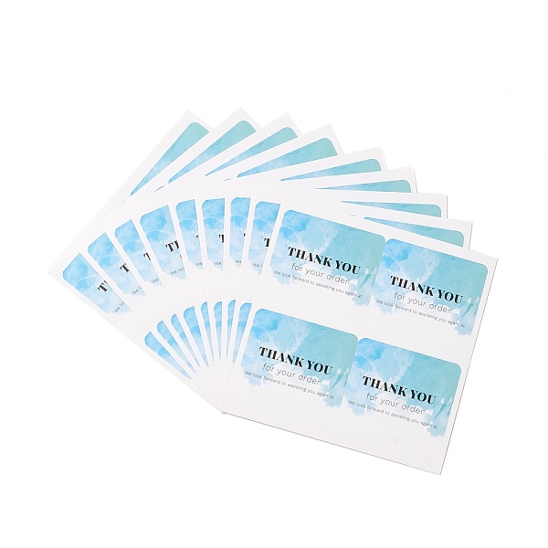 

PandaHall Square Stickers, Adhesive Label Stickers, Thank You Theme, with Word, Light Sky Blue, 8.7x8.9x0.01cm, 25 sheets/bag Paper Word