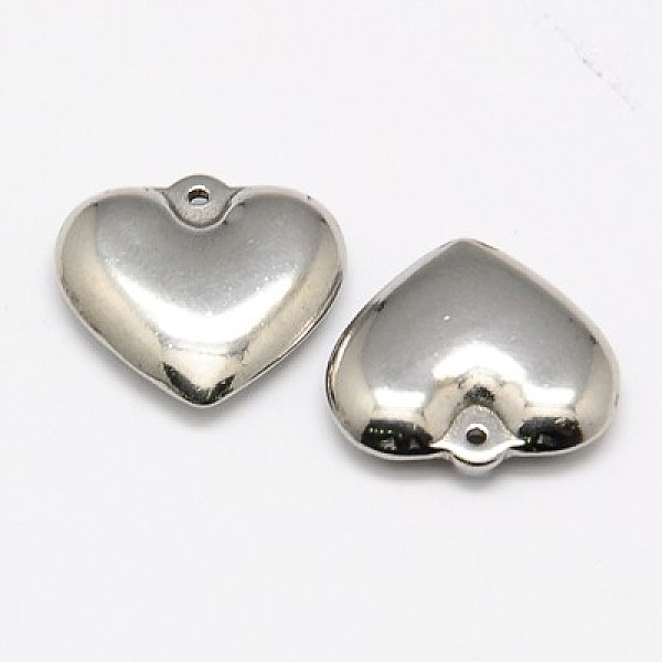 

PandaHall 304 Stainless Steel Pendants, Puffed Heart, Stainless Steel Color, 18x20x4.5mm, Hole: 1mm 304 Stainless Steel Heart
