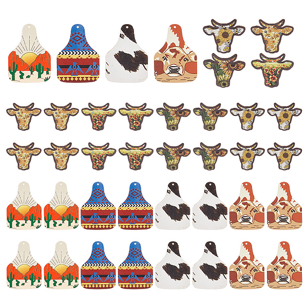 

PandaHall ARRICRAFT 40Pcs 8 Style Single Face Printed Basswood Big Pendants, Bag & Cattle Head Charms, Mixed Color, 36~60x43.5~45x2.5~3mm..., Multicolor