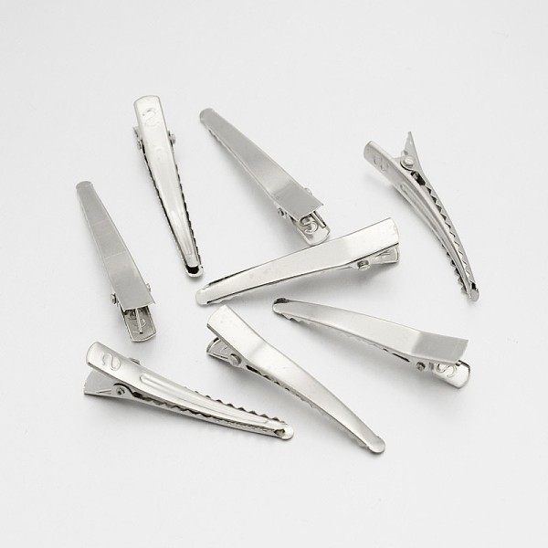 

PandaHall Iron Alligator Hair Clip Findings, Platinum, 44x4~7x11mm Iron