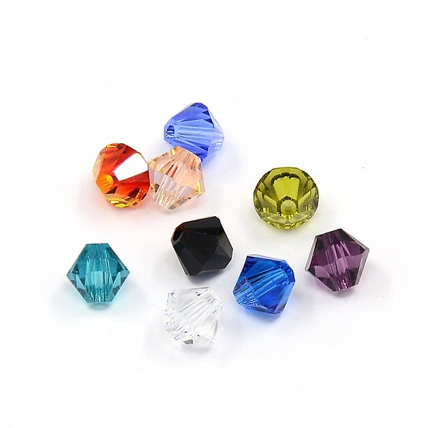 austrian crystal beads, bicone, mixed color, about 5mm long, 5mm wide, hole: 1mm