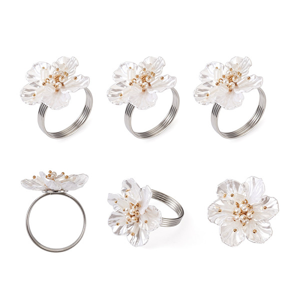 

PandaHall Alloy Napkin Rings, with Plastic Flower, Napkin Holder Adornment, Restaurant Daily Accessiroes, Flower, White, 47.5x38x6mm, 34mm...