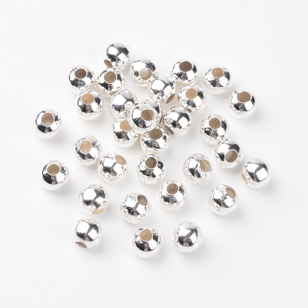 

PandaHall Iron Spacer Beads, Silver Color Plated, 10mm, Hole: 3~4mm Iron Round