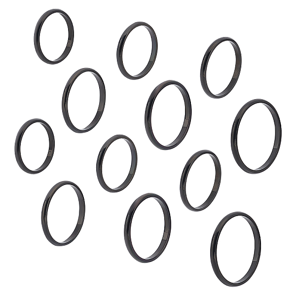 

PandaHall DICOSMETIC 12Pcs 6 Sizes Plain Dome Finger Rings Knuckle Ring Black Wedding Finger Rings Thin Plain Band Rings Stainless Steel...