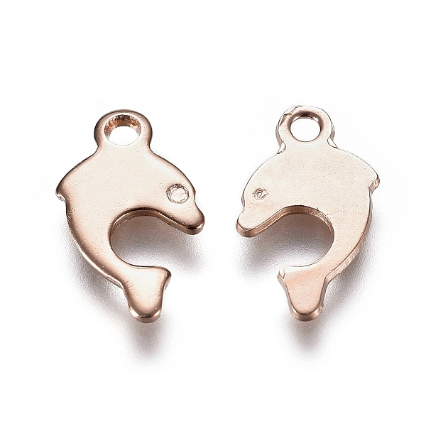 

PandaHall 201 Stainless Steel Charms, Dolphin Shape, Rose Gold, 12x7x0.7mm, Hole: 1.4mm 201 Stainless Steel Dolphin