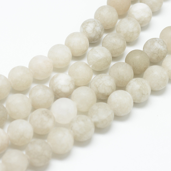 

PandaHall Natural White Jade Bead Strands, Dyed, Frosted, Round, Gainsboro, 8~9mm, Hole: 1mm, about 46~48pcs/strand, 14.9 inch White Jade..., Gray