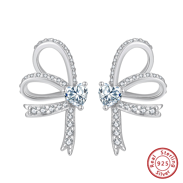 925 Sterling Silver Micro Pave Clear Cubic Zirconia Stud Earrings