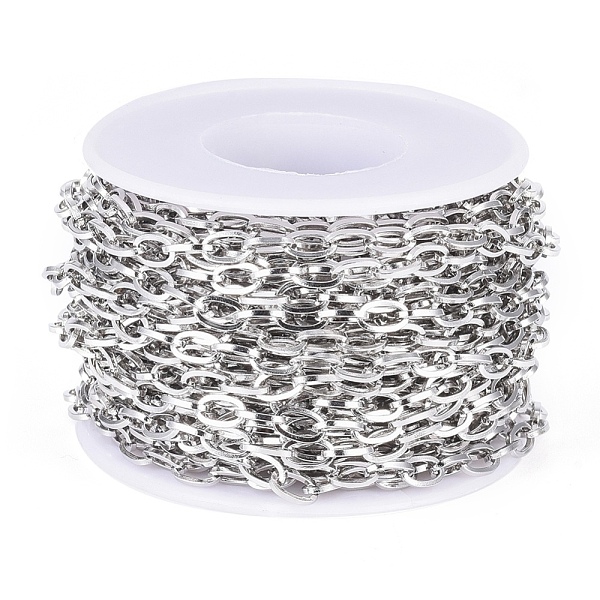 

PandaHall 304 Stainless Steel Cable Chains, Unwelded, with Spool, Flat Oval, Stainless Steel Color, 7.5x4.5x1mm, about 32.8 Feet(10m)/roll...