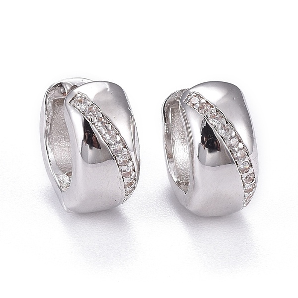 

PandaHall Brass Micro Pave Clear Cubic Zirconia Huggie Hoop Earrings, Long-Lasting Plated, Ring, Real Platinum Plated, 12x5.5mm, Pin: 0.9mm...