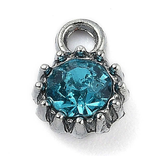 

PandaHall Alloy Glass Rhinestone Charms, Birthstone Charms, Flat Round, Platinum, Aquamarine, 10.5x7.5x4mm, Hole: 2.1mm Alloy+Rhinestone..., Cyan