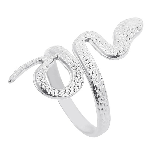 

PandaHall Snake Stainless Steel Open Cuff Ring for Women, Stainless Steel Color Stainless Steel Snake