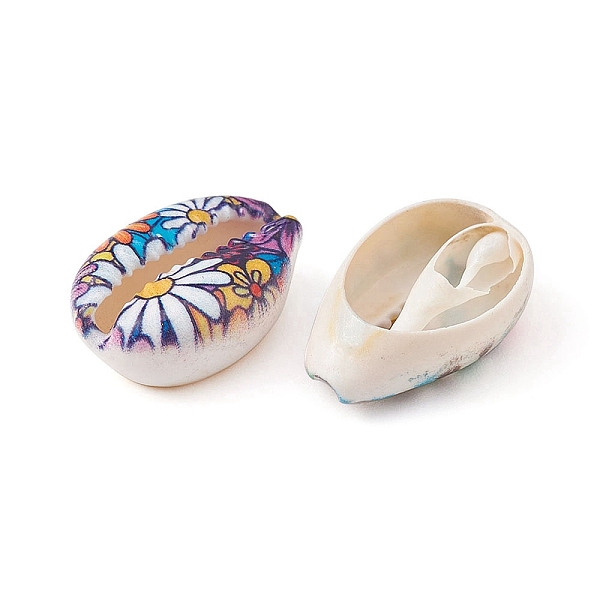 

PandaHall 20Pcs Printed Natural Cowrie Shell Beads, No Hole/Undrilled, with Flower Pattern, Mixed Color, 18~22x13~14x6~8mm Cowrie Shell..., Multicolor