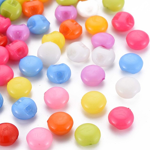 PandaHall 1-Hole Resin Buttons, Round, Mixed Color, 10x6mm, Hole: 1.6mm Resin Round Multicolor