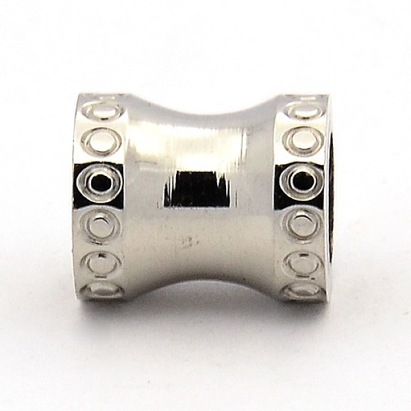 

PandaHall Stainless Steel Beads, Large Hole Column Beads, Stainless Steel Color, 12x10mm, Hole: 6mm Stainless Steel Column