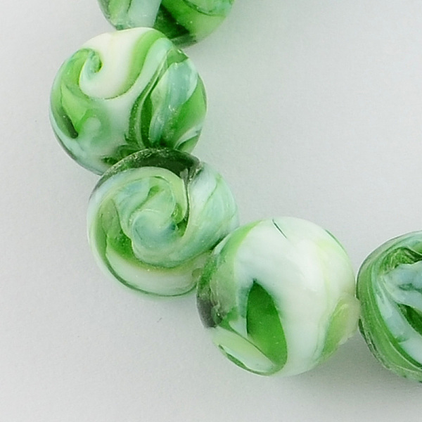 

PandaHall Handmade Lampwork Beads, Round, Lime Green, 14mm, Hole: 1~2mm Lampwork Round