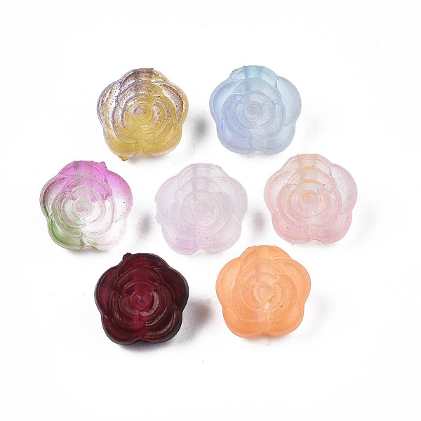 

PandaHall Two Tone Spray Painted Transparent Acrylic Beads, Frosted, Flower, Mixed Color, 11.5x12x9mm, Hole: 2mm Acrylic Flower Multicolor