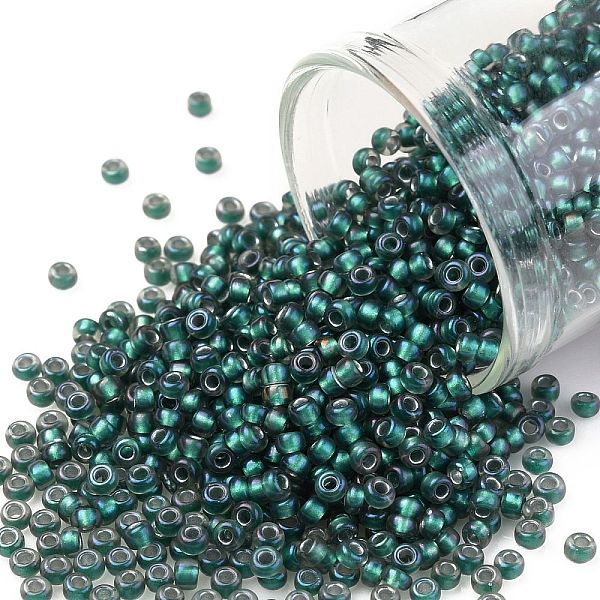 

PandaHall TOHO Round Seed Beads, Japanese Seed Beads, (270F) Matte Teal Lined Crystal, 11/0, 2.2mm, Hole: 0.8mm, about 3000pcs/10g Glass..., Cyan