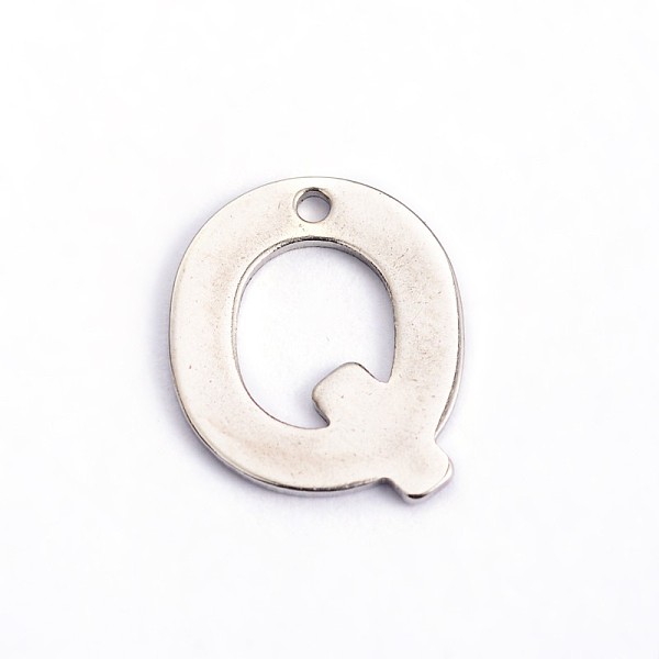 

PandaHall 304 Stainless Steel Letter Charms, Letter.Q, 11x9.5x0.8mm, Hole: 1mm 304 Stainless Steel Letter