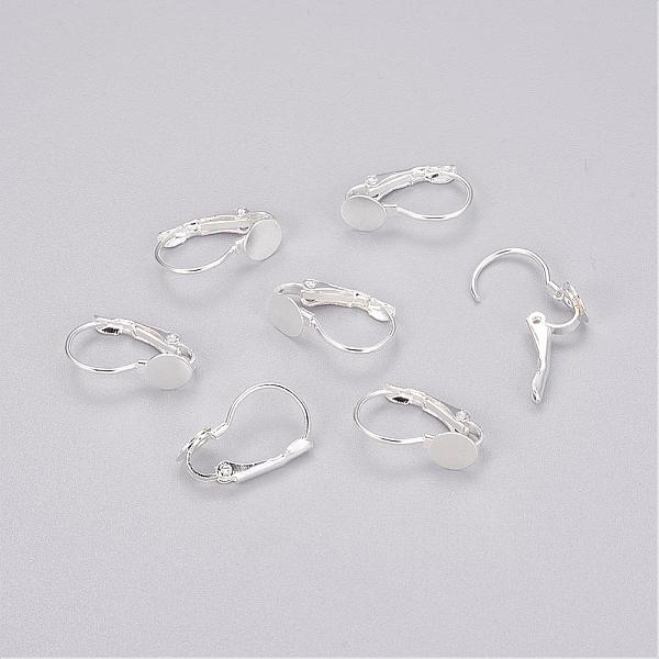 

PandaHall Brass Leverback Earring Findings, Silver Color Plated, Size: about 11mm wide, 16mm long, tray: about 6mm in diameter Brass