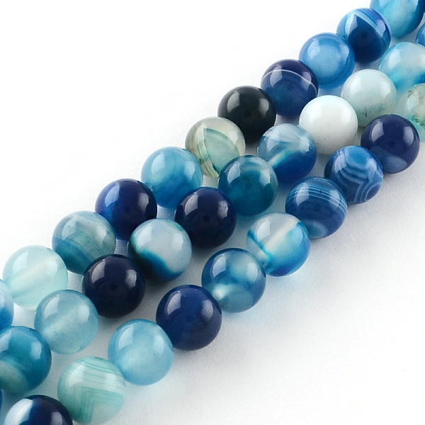 

PandaHall Dyed Natural Striped Agate/Banded Agate Round Bead Strands, Dodger Blue, 4mm, Hole: 1mm, about 95pcs/strand, 15.7 inch Banded...