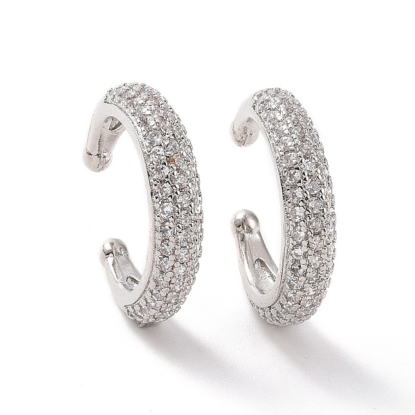 

PandaHall Clear Cubic Zirconia Cuff Earrings, Brass Non Piercing Jewelry for Women, Platinum, 16x18x3.5mm, Inner Diameter: 13mm Cubic...