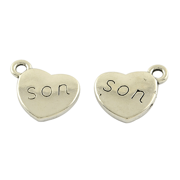 

PandaHall Mother's Day Theme, Tibetan Style Alloy Family Charms, Heart with Word Son, Cadmium Free & Lead Free, Antique Silver, 13x15x3mm...