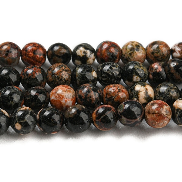 Brins De Perles Rondes En Obsidienne Flocon De Neige Rouge Naturel