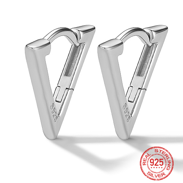 

PandaHall Triangle Rhodium Plated 925 Sterling Silver Hoop Earrings, with 925 Stamp, Platinum, 13x15mm Sterling Silver Triangle