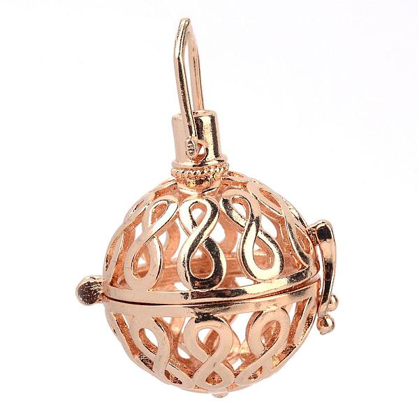 

PandaHall Rack Plating Brass Cage Pendants, For Chime Ball Pendant Necklaces Making, Hollow Round with Infinity, Light Gold, 29x26x21.5mm...