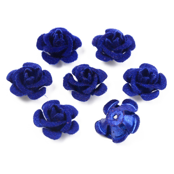 

PandaHall Flocky Aluminum Beads, Rose Flower, Blue, 15x15x9mm, Hole: 1.4mm, about 1000pcs/bag Aluminum Flower Blue