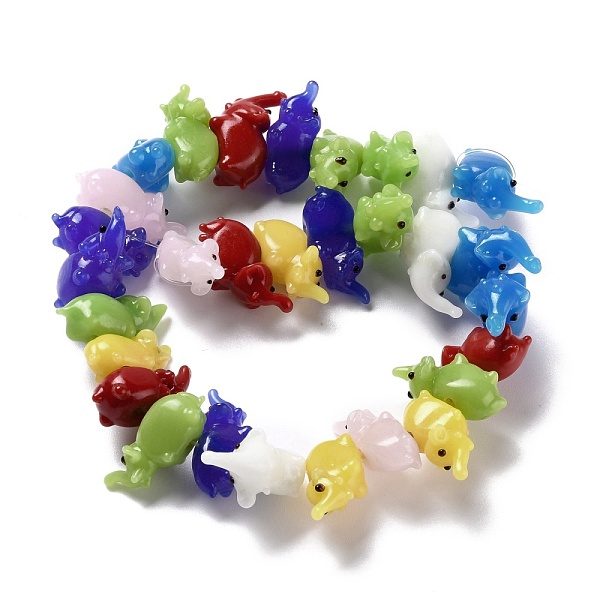 

PandaHall Handmade Lampwork Beads, Bumpy, Elephant, Mixed Color, 20~25x11~14x10~18mm, Hole: 2mm, about 30pcs/strand, 11.61 inch(29.5cm)..., Multicolor