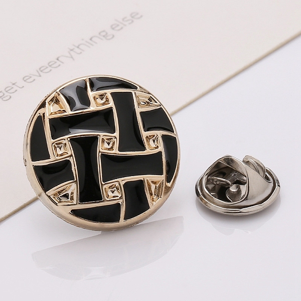 

PandaHall Plastic Brooch, Alloy Pin, with Enamel, for Garment Accessories, Round, Black, 18mm Alloy+Enamel Flower Black