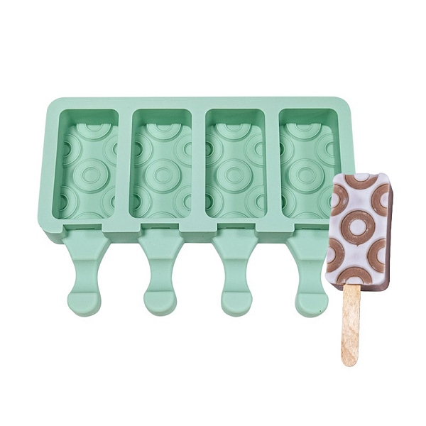 

PandaHall Food Grade DIY Rectangle Ice-cream Silicone Molds, Ice Pop Molds, for Making Ice Cream, 4 Cavities, Aquamarine, 129x180x23mm..., Green