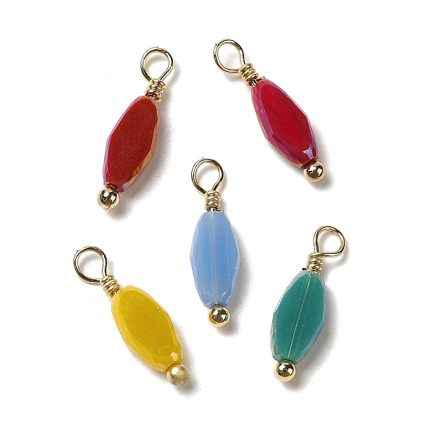 

PandaHall Glass Pendants, with Real 18K Gold Plated Brass Loop, Rhombus Charm, Mixed Color, 15x4.5x2mm, Hole: 1.8mm Brass+Glass Rhombus..., Multicolor