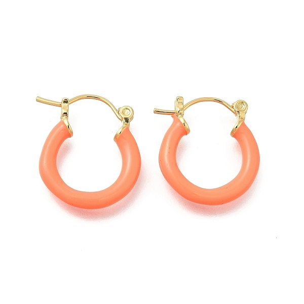 Brass Enamel Hoop E… - image