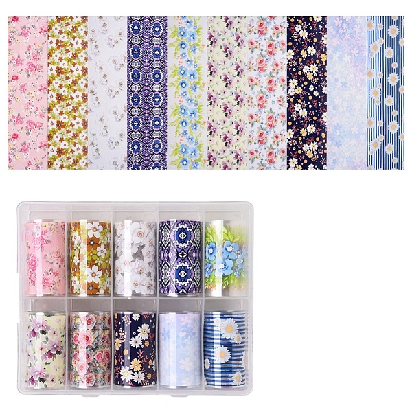 

PandaHall Nail Art Transfer Stickers, Nail Decals, DIY Nail Tips Decoration for Women, Flower Pattern, Mixed Color, 40mm, anout 1m/roll..., Multicolor