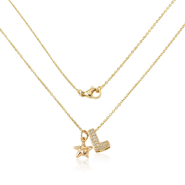 Colliers pendentifs en laiton sertis de micro-pavés de zirconiums cubiques transparents et de strass