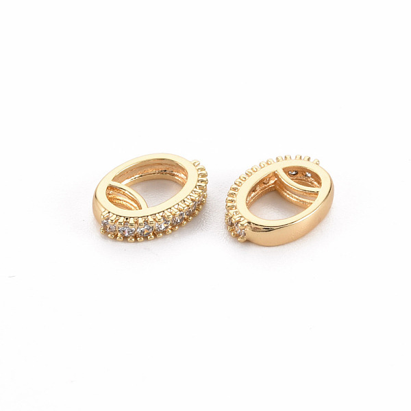 

PandaHall Brass Micro Pave Clear Cubic Zirconia Link Connectors, Nickel Free, Oval, Real 18K Gold Plated, 9.5x6.5x1.5mm, Hole: 1.5mm and...